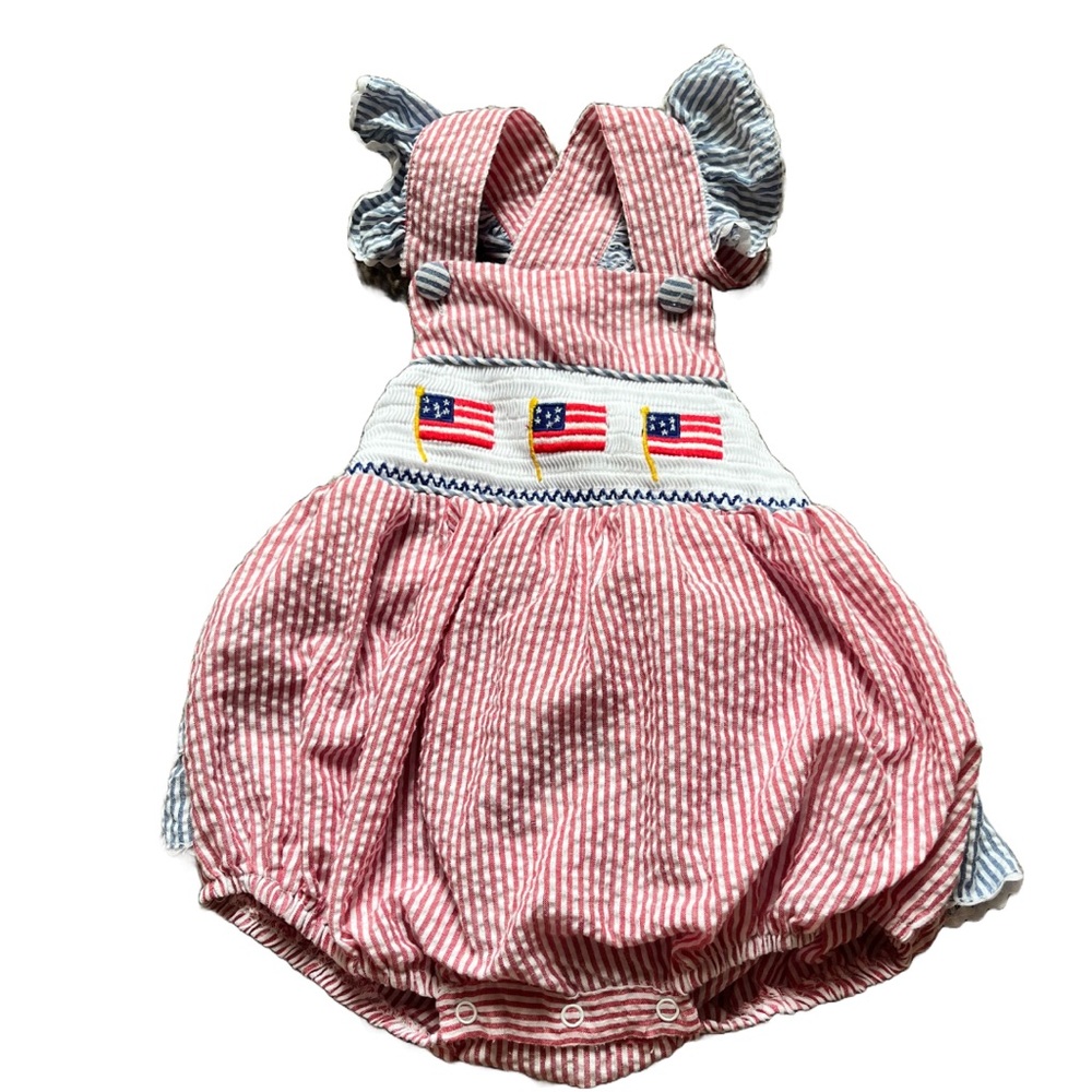 Lil Cactus Smocked American Flag Romper